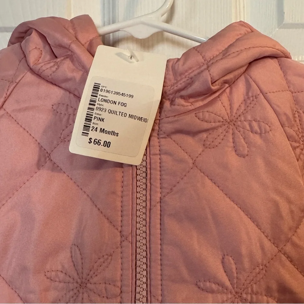 Carter’s Toddler Girls 24M Pink‎ Quilted Floral Hooded Jacket NWT